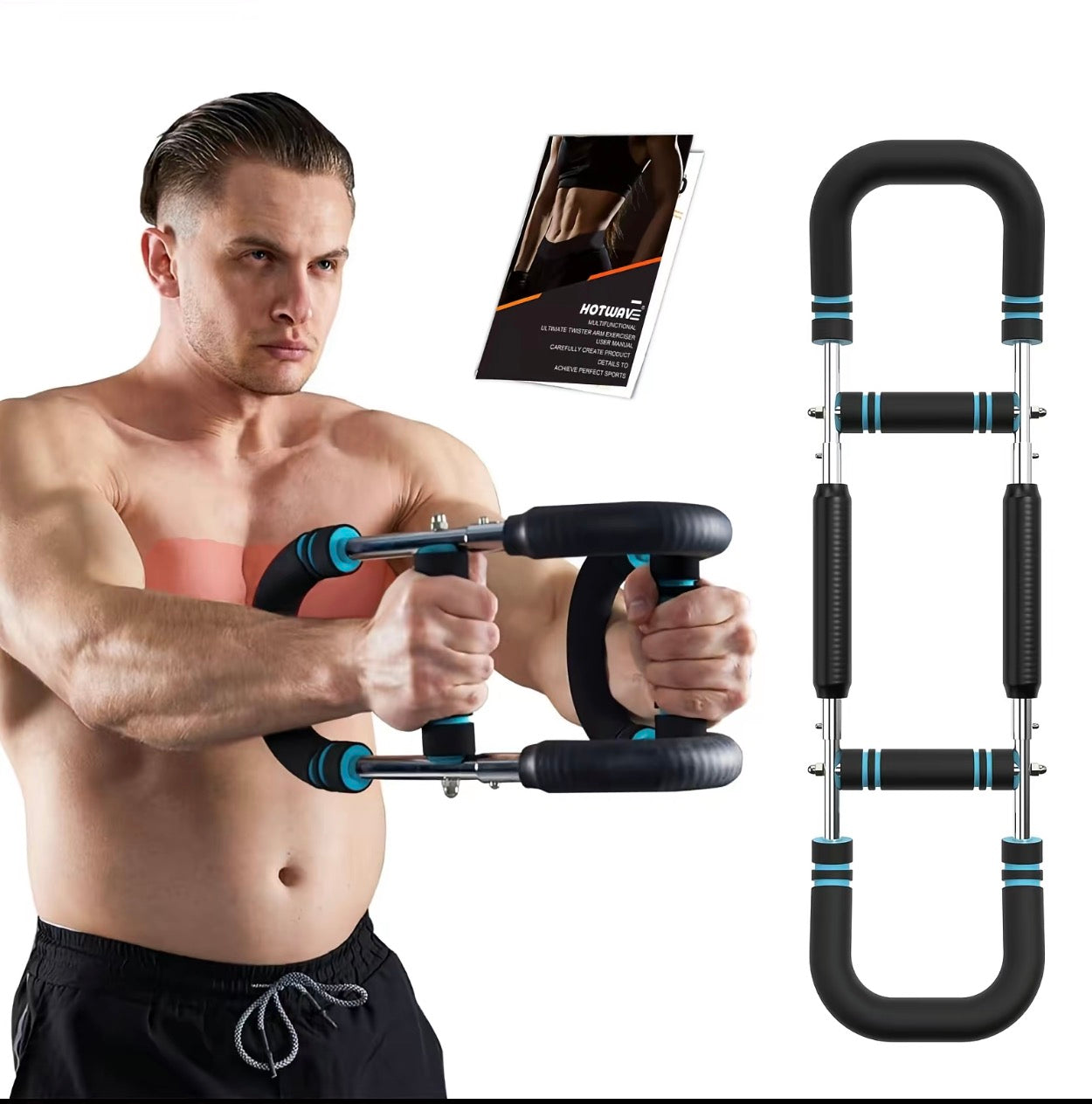 Twister Arm Trainer for Men – Adjustable Resistance 40-140Lb – Ergonomic 27° Chest & Biceps Workout Bar – Portable & Detachable Home Gym Fitness Equipment